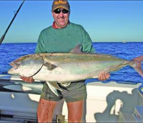 Rod Steinhardt with 25kg amberjack caught on the 42 fathom reef.