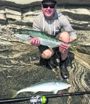 Billy Ganley had a great outing with about 8 salmon to approx 65cm and 2 of his first ever kings – one at 78cm and the other at 80cm spinning ganged sea gars.