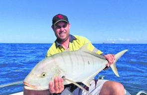 Ben Elsmore has been having a run of fishless outings but broke the drought with this beaut 89cm golden trevally, jigged up near Hay Point while chasing snapper. He reckons it was a top consolation prize!