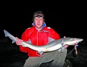 Scott Mcnabb with a great land-based gummy shark from Merricks Beach.