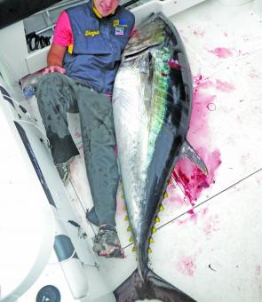 Andrew Mangion with his 131.5kg pending state record bluefin tuna.