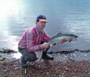 A very nice Atlantic Salmon caught from the Bradys Lake dam wall.
