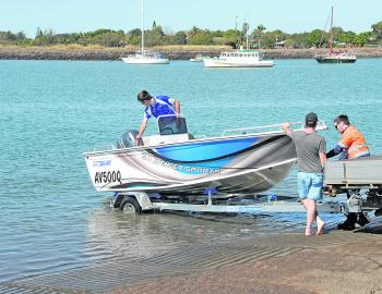 There’s no stress about this launch: the SeaJay team in action at Bundaberg.
