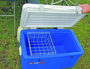 An interior basket is a handy feature of the IceMan cooler.