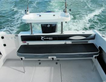 I liked the padding at the transom, and with the rear seat down the fishing room increases exponentially.