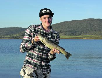 Joel Fredriksson from Sweden with his first Australian trout.