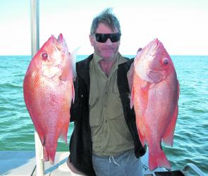 A ripping pair of scarlet sea perch caught on the Keely Rose.