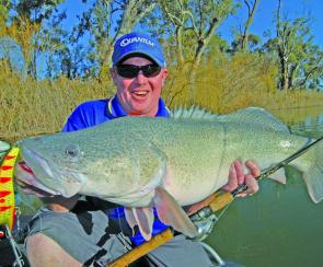 The author with a fish taken on the cast in the Mildura area.