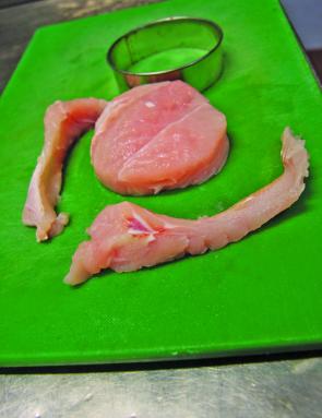 Cutting the fillet with a cookie cutter