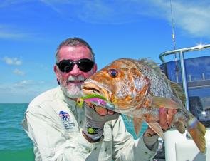 Reef ruffians like the fingermark just love soft plastics and adore the Prong. The author looks pleased with this golden hued beauty.