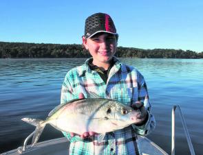 Young Jack Wills with a cracking lake trevally taken in the early morning. 