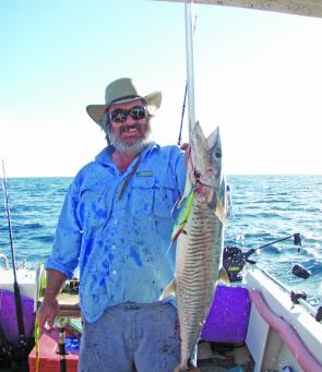 Dave Campbell with a Spanish taken on a giant trembler. There will be good numbers of Spaniards in the bay in the coming months.