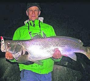 Mark Pirie with another nice Croaker Lures’ crunching Clarence River mulloway.