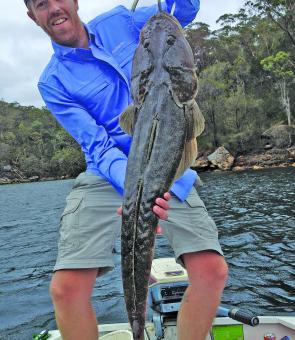 James Gill with a monster flathead caught in Pittwater.