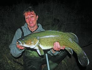 Native fish often sulk or seek out shade or cooler water during the heat of a Summer day. This month focus fishing efforts after dark for your best chances of hooking into a Murray cod like this.