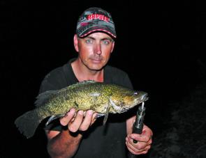 Easily the most dedicated angler I know, Paul Love with a nice little Murray cod caught in the Ovens River after dark on a live shrimp. 
