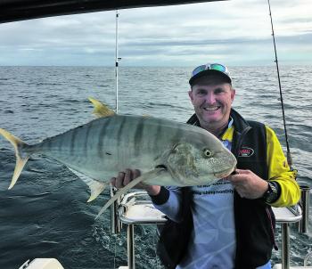 Golden trevally are great fun on light spin tackle. This one ate a jigged Twisty.