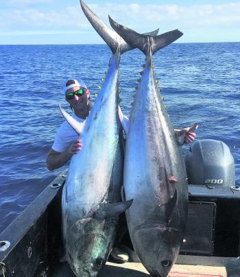 That’s what you call a ‘double barrel’! Tuna of this size are a real trophy in South West Victoria. 