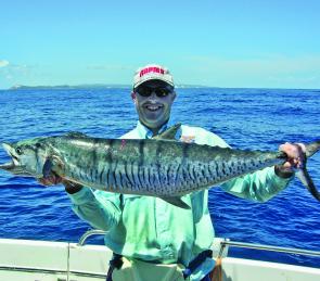Anthony with a nice Spaniard trolled up on a Rapala CD-18.