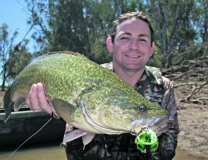 Sandy Hector with an Ovens River Murray cod caught on New Year s Day 2012.