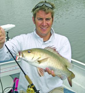 Andrew with one of many quality jacks being taken in the Pumicestone Passage.