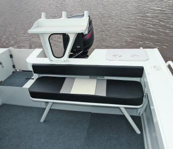 There is plenty of room at the rear of the boat and you also have easy access to the water by the rear door.