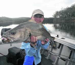 Ray Smith with one of two mulloway that snaffled a River2Sea Fish Candy. Both fish were released.