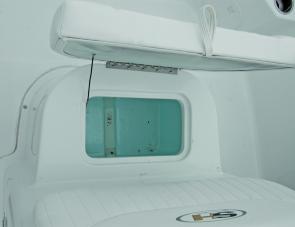 A 40L insulated and drained locker is mounted under the seat in front of the Triton’s console. 