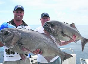 Andrew Ettingshausen and Tim Morgan with a double of big blue-eye on Ru4Reel