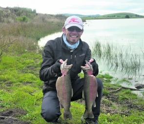 Tom Kulczynski had a good day on the water at Lake Learmonth and was rewarded with these rainbow trout.