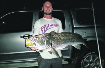 Jake Stewart with a cracking mulloway from the Ballina town stretch of river.
