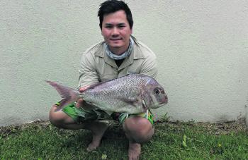 Aerick Lee’s PB snapper of 59cm caught distance casting. It's always great to see a client go out on their own and catch one of their favourite fish.