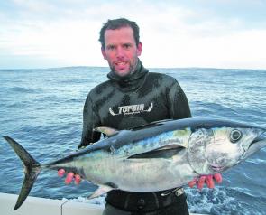Murray Petterson and a southern bluefin tuna taken from Portland recently.