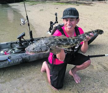 Anthony Ocsing released this harbour flathead to fight another day.