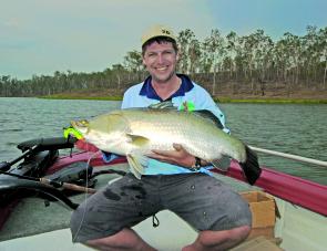 This dusk barra could not resist the extra tail beats created by a simple thinning of the tail wrist with a pair of scissors in the field.