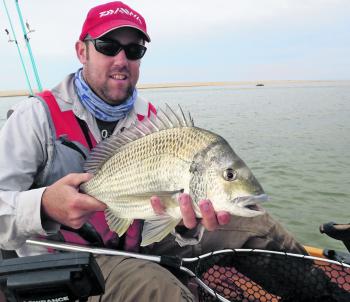 Every year anglers score more yellowfin bream, especially close to Lakes Entrance and the Metung area. Joel Crosbie tames another large yellowfin on lure.