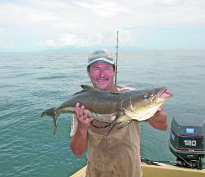 Shane Down caught this cobia amongst a flurry of Spanish mackerel action.