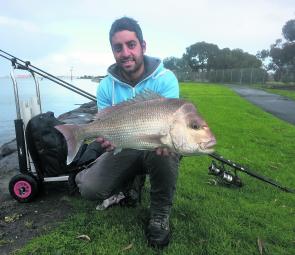 Ahmad Najjar picked up this Yarra River red on fresh squid presented along the edge of the channel. 