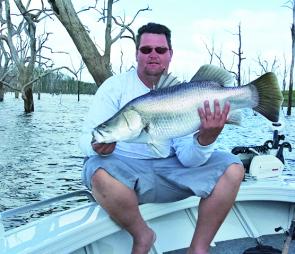 Ben Durkin with a good-looking winter barra. When casting, look for areas with nice shallow bays with low sloping banks.
