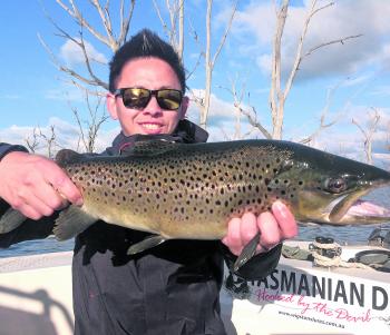 Jeremy Lim from Adelaide with another beaut Toolondo trout.