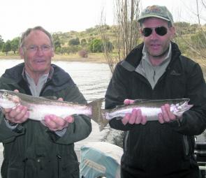 Ross Stephens and son-in-law Henry on their 15th Easter Sunday charter with the author. “I think they like the Easter egg hunt we have,” Steve says. They probably don’t mind the trout, either.