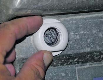 The bilge pump needs to be at the rear of the tinnie, as this is generally the lowest point and where all the water will pool as you propel. Work out where you want your outlet to be. It’s generally at the transom or rear side just below the gunnel. Mark 