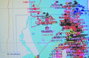 A wide view of the marks on the Incredible GPS. Note the red track heading into south west Wide Caloundra.