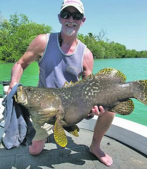 The warm conditions will have many fish on the bite including this grouper caught on 20lb line.