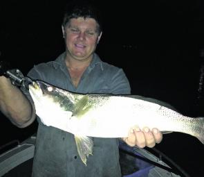 Simon with a healthy mulloway taken from a secret location - apparently!