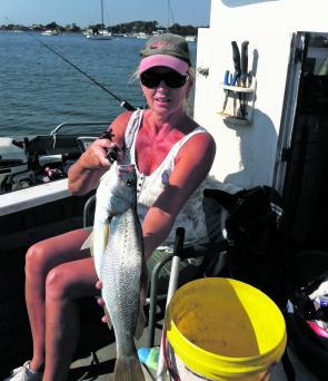 Julie Morrow landed this neat little mulloway near Jacobs Well while using a poddy mullet for bait.