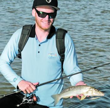 Jason O’Brien has been finding relief from the heat while wading the flats for whiting.