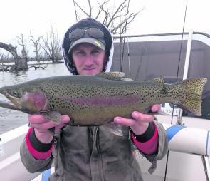 Jarrod Biles from Epping with a beaut rainbow buck taken on a Norries Laydown Minnow.