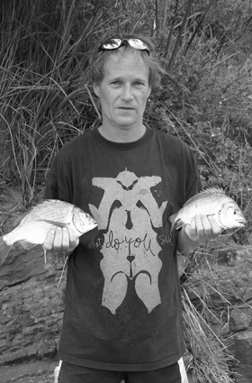 Graeme Noye and his son Chris took home these two bream from the Barham River recently. They caught and released others too, all on prawn.