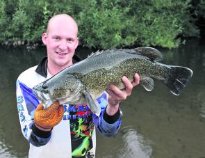 Brendon Richardson with a beautiful Murray cod caught on a Bassman Spinnerbait in the Kiewa River.